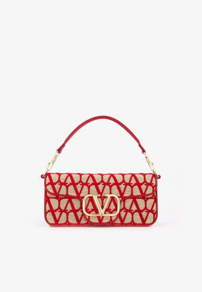 Valentino Garavani Toile Iconographe Locò Shoulder Bag In Red