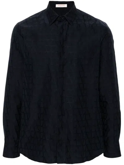 Valentino Toile Iconographe Long Sleeve Shirt In Blue