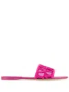 Valentino Iconographe Canvas And Mesh Slides In Rosa