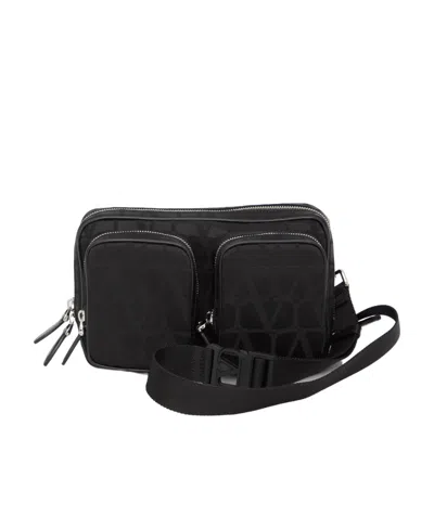 Valentino Garavani Toile Iconographe Messenger Bag In Black