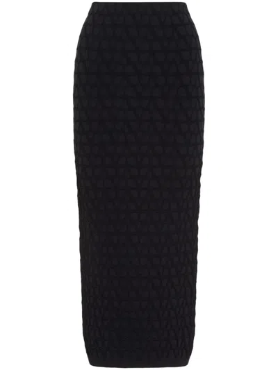 Valentino Wool-blend Maxi Skirt In Black