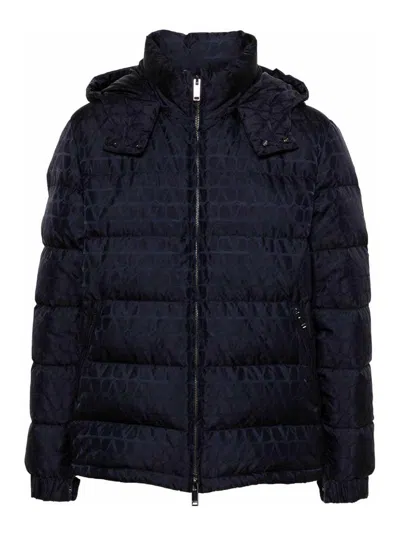 Valentino Men's Down Jacket Toile Iconographe In Blue