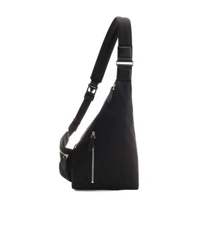 Valentino Garavani Toile Iconographe One Shoulder Backpack In Black
