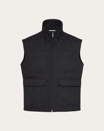 Valentino Toile Iconographe Pattern Cotton Canvas Waistcoat In Navy