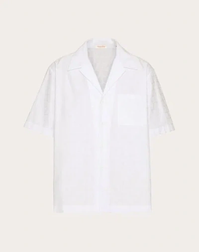 Valentino Toile Iconographe Pattern Cotton Poplin Bowling Shirt In White