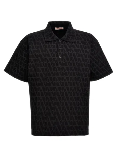 Valentino Toile Iconographe Polo Shirt In Black