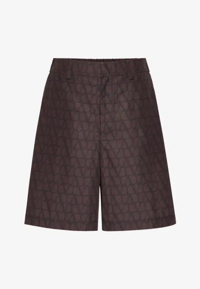 Valentino Toile Iconographe Print Bermuda Shorts In Ebony