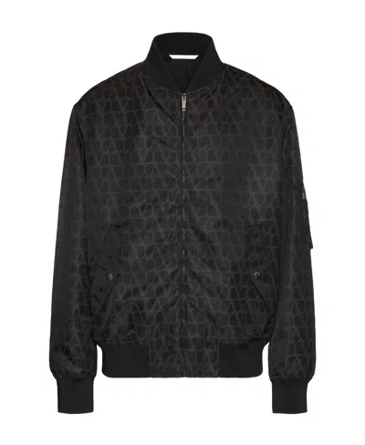 VALENTINO NYLON BOMBER JACKET WITH TOILE ICONOGRAPHE PRINT