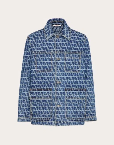 Valentino Toile Iconographe Print Denim Jacket In Blue