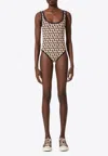 Valentino Iconographe Lycra Scoop Neck One-piece Swimsuit In Beige