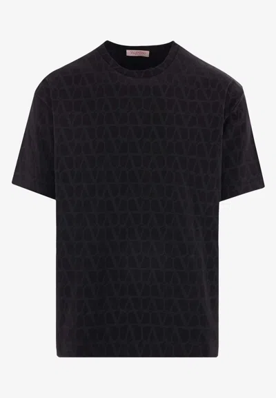 Valentino Canvas Iconograph Cotton T-shirt In Black