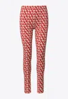 Valentino Toile Iconographe Printed Leggings In Red