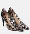 Valentino Toile Iconographe Pump In Polymer And Patent Material 90mm In Black
