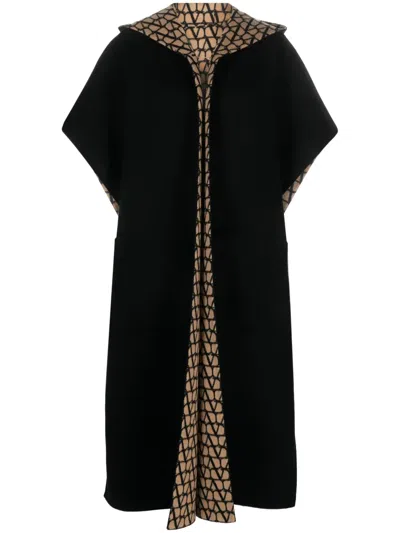 Valentino Double Coat Toile Iconographe Cape In Black