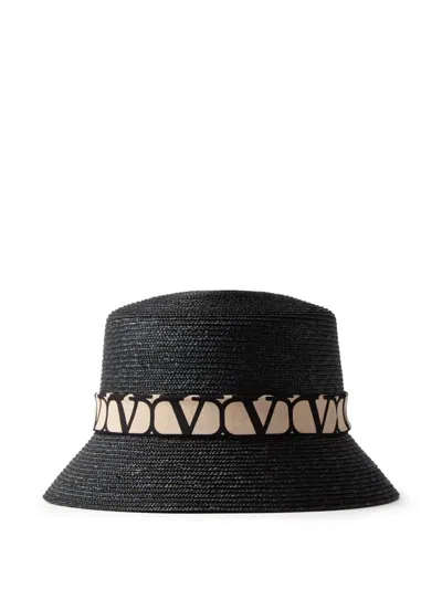 Valentino Garavani Toile Iconographe-ribbon Bucket Hat In Black