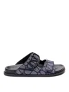 Valentino Denim Vlogo Toile Iconographe Slides In Black
