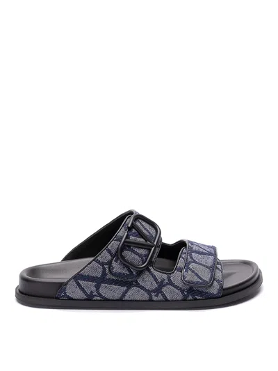 Valentino Garavani Sandali Vlogo Toile Iconographe In Denmark