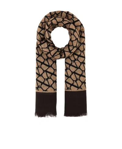Valentino Garavani Toile Iconographe Scarf In Brown