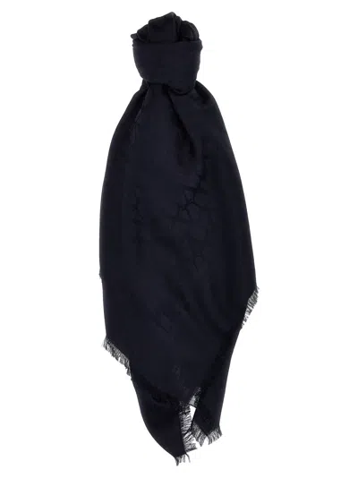 Valentino Toile Iconographe Scarves, Foulards Blue In Black