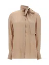 Valentino Camicia In Silk Jacquard Toile Iconographe In Poudre