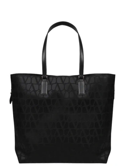 Valentino Garavani Toile Iconographe Shopping Bag In Black