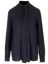 Valentino Blue Toile Iconographe-jacquard Silk Blouse In Blue