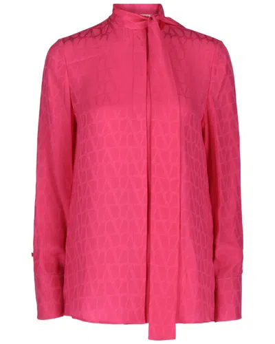 Valentino Toile Iconographe Silk Jacquard Blouse In 60010-pink
