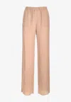 Valentino Toile Iconographe Silk Pants In Beige