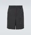 Valentino Bermuda Shorts In Silk With All-over Toile Iconographe Pattern In Black