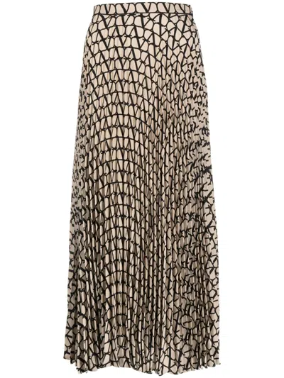 Valentino Toile Iconographe Silk Skirt In Black