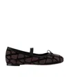 Valentino Toile Iconographe Canvas & Satin Ballerina Flat In Black