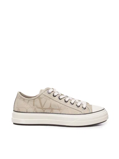 Valentino Garavani Toile Iconographe Trainers In Beige