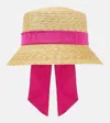 Valentino Vlogo Toile Twilly Straw Bucket Hat In Beige