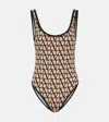 Valentino Iconographe Lycra Scoop Neck One-piece Swimsuit In Neutrals