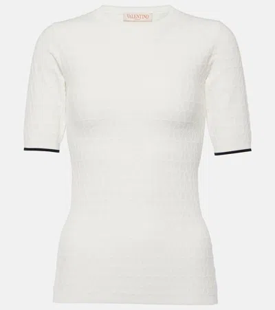 Valentino Iconographic Canvas Knit Crew Neck In White