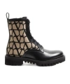Valentino Garavani Toile Iconographe Combat Boot In Toile Iconographe Technical Fabric And Calfskin