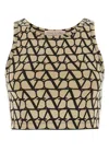 Valentino Toile Iconographe Cropped Top In Neutrals/black