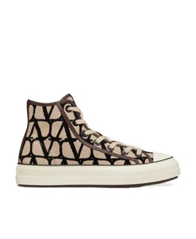 Valentino Garavani Toile Iconographe Totaloop High-top Sneakers In Multicolor