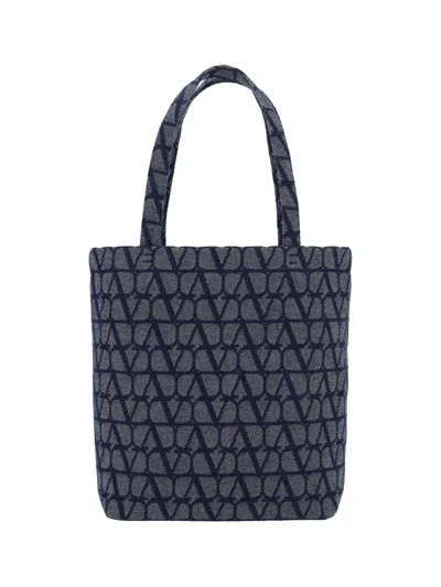 Valentino Garavani Toile Iconographe Tote Bag In Melange Denim