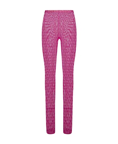 Valentino Toile Iconographe Tulle Tights In Pink