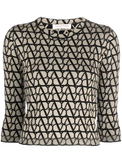 Valentino Toile Iconographe Virgin-wool Jumper In Neutrals