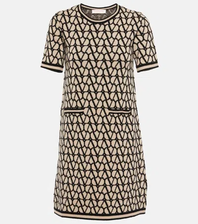 Valentino Toile Iconographe Jacquard Minidress In Beige