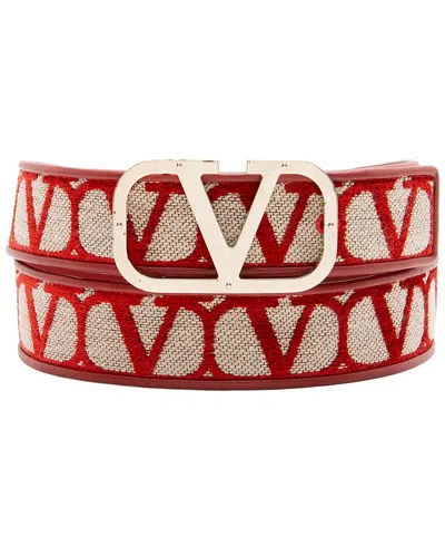Pre-owned Valentino Garavani Valentino Toile Iconographe Vlogo Belt (authentic Pre-loved)