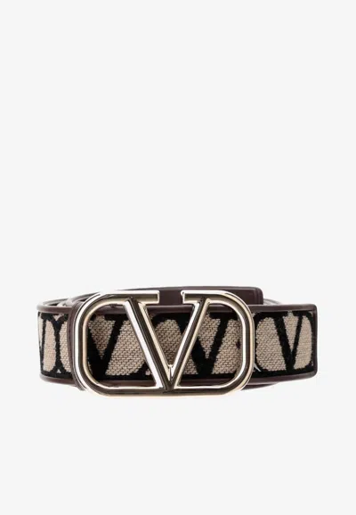 Valentino Garavani Toile Iconographe Vlogo Belt In Beige