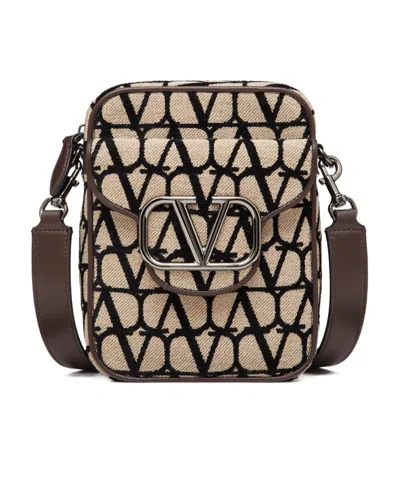 Valentino Garavani Toile Iconographe Vlogo Messenger Bag In Black