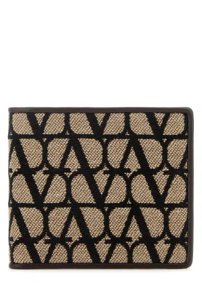 Valentino Garavani Toile Iconographe Wallet In Naturalenerofondant