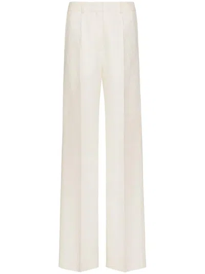 Valentino Toile Iconographe Wool And Silk Blend Trousers In White