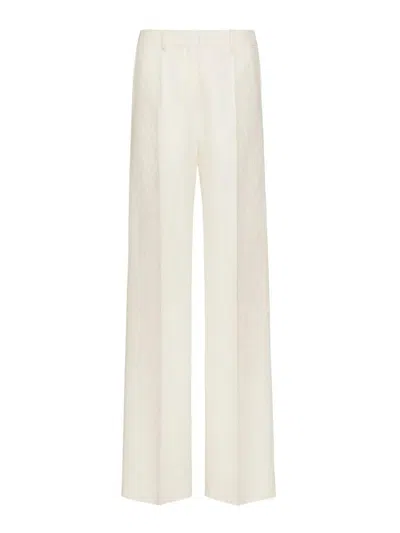 Valentino Cotton-blend Twill Wide-leg Pants In Cream