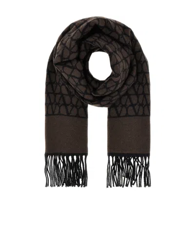 Valentino Toile Iconographe Wool-blend Scarf In Black