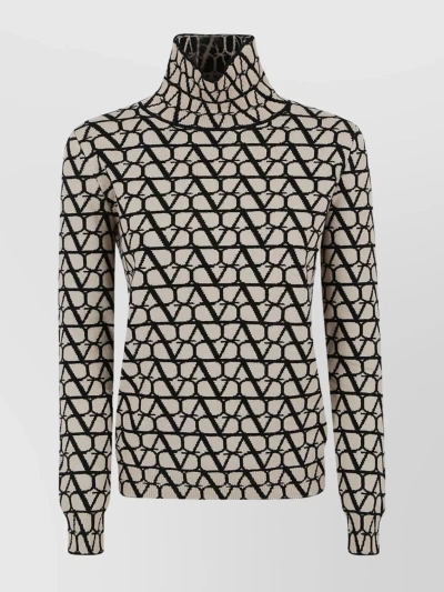 Valentino Wool Iconograph Print Sweater In Cream
